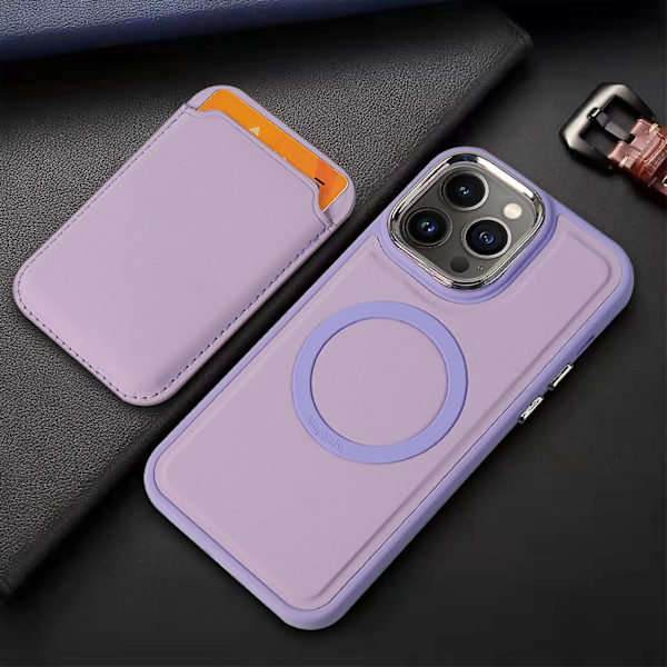 Skin Feeling Silikon Magsafe Case Kompatibel Iphone 14 Pro Max/14 Pro/14 Plus med magnetkort plånbokshållare Purple iPhone 14 Pro Max