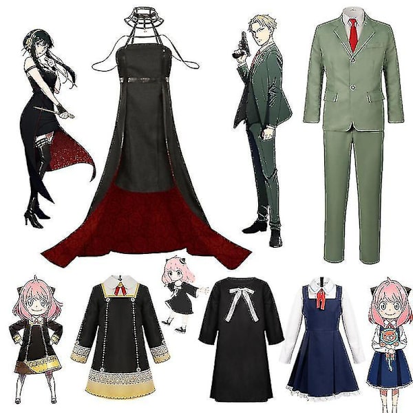 Anime Spyfamily Yor Forger Anya Forger Twilight Cosplay Kostym Aldult Barn Halloween Outfits V Kids 115 Anya Forger Set
