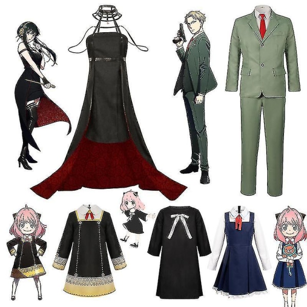 Anime Spyfamily Yor Forger Anya Forger Twilight Cosplay Kostym Aldult Barn Halloween Outfits V One Size Anya Forger Set