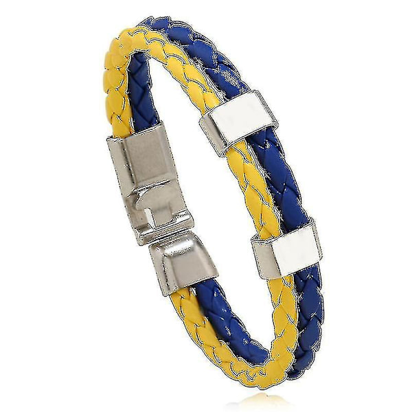 Flerlagers flätat läderarmband (blått) (1 st)