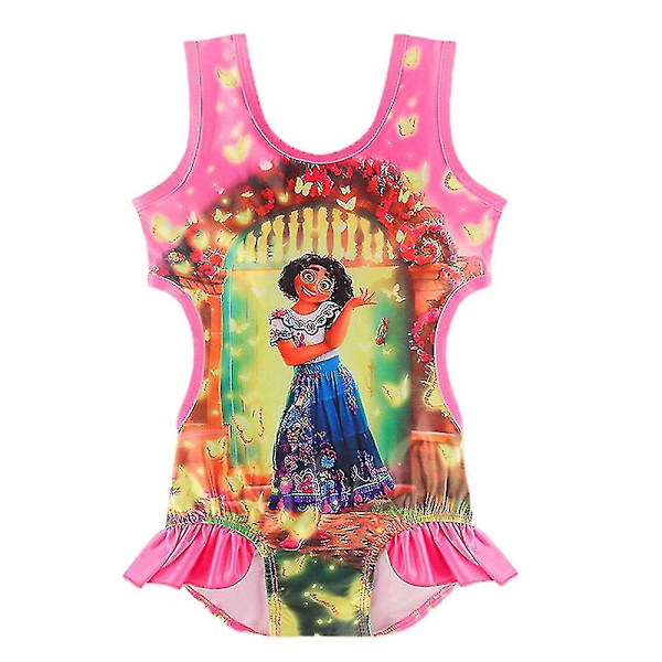 Barn Flickor Encanto Mirabel Isabela Ruffle Badkläder One Piece Simdräkt Baddräkt Rose Red 5-6 Years