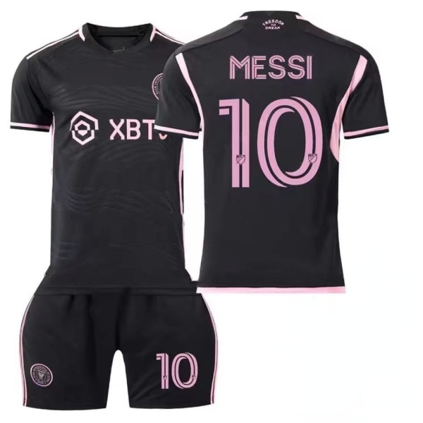 Messi nr 10 Miami International tröja bort svart vuxen fotbollströja för barn 24(140-145cm)