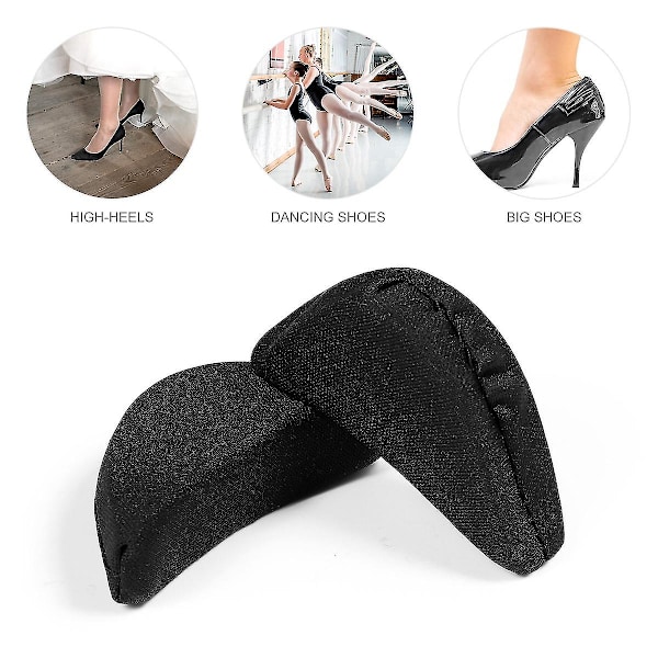 2 par mjuk svamptåplugg Foot Brace Sho Filler Unisex skoinsatser för att få stora skor att passa en one size (svart) null none