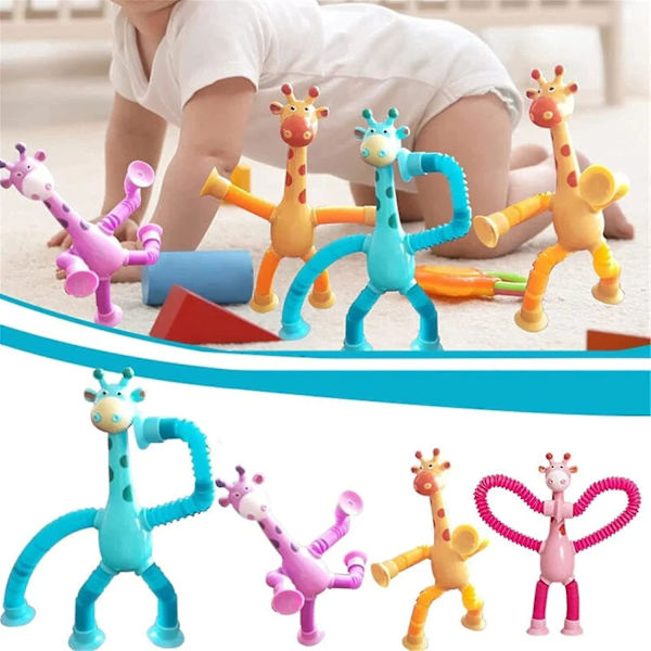 4st teleskopisk sugkopp Giraffe leksak, giraff leksak sensoriska leksaker 4Pcs