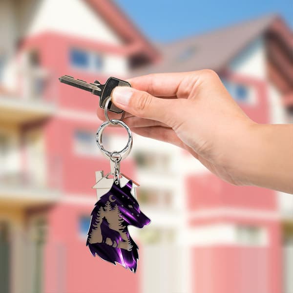 Wolf Key Chain, Plateau Wolf Decoration, Wolf Key Chain Gift Violet