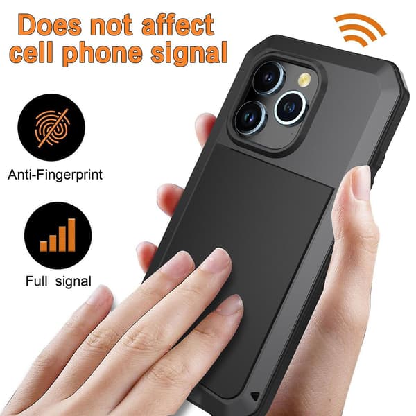 Phone case i metall + silikon för iPhone 15 Pro Black