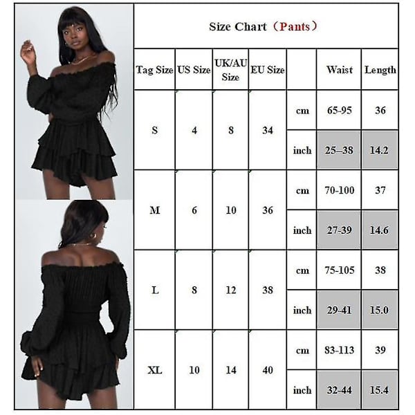 Kvinnor Off Shoulder Långärmad Romper Shorts Ruffle Jumpsuit Playsuit Apricot M