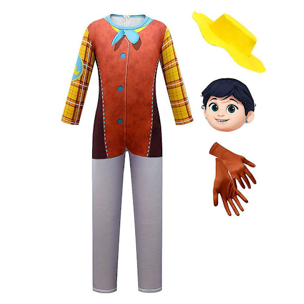 4-8 år Kids Dinosaur Ranch Cosplay Costume Jumpsuits+hatt+handskar+maskset 6-7 Years