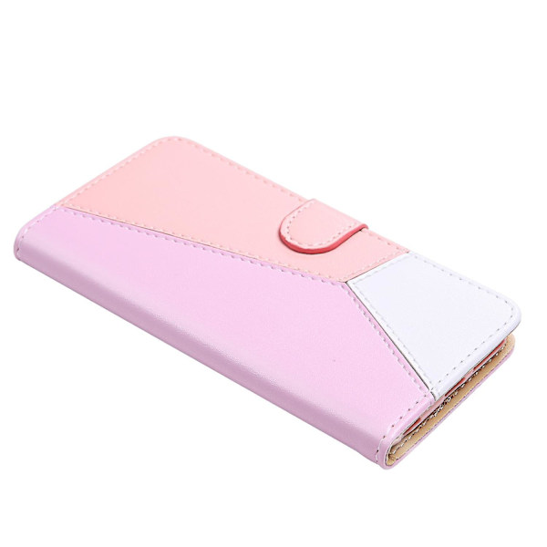 Trefärgat PU- case för iPhone 15 Plus Pink