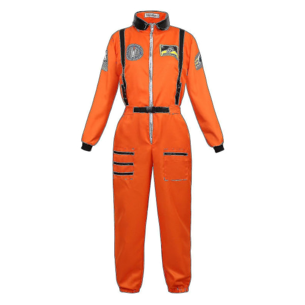 Astronaut kostym rymddräkt för vuxna Cosplay kostymer Dragkedja Halloween kostym par flyg jumpsuit Plus storlek Uniform XS Orange for Women