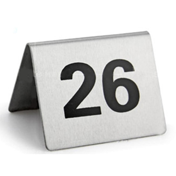 25 st bordsnummer i rostfritt stål Stabil bas Multifunktionsnummerskylt för restaurang Hotell cafébar 26-50
