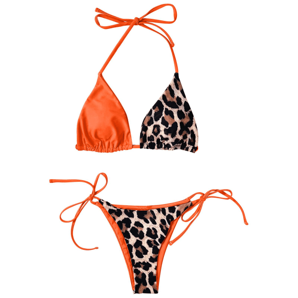 Baddräkt i plusstorlek för kvinnor Baddräkt Bikini Sexig baddräktsrem Baddräkt damskarvningsbaddräkt Färgmatchande baddräkter Orange S