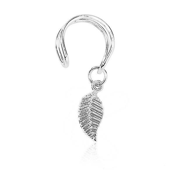 Pxcl 2 Par Fashionabla tredimensionella trädblad utan öronhål Öronklämma, guld+silver