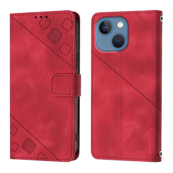 Hudkänsla PU- case för iPhone 15 Red