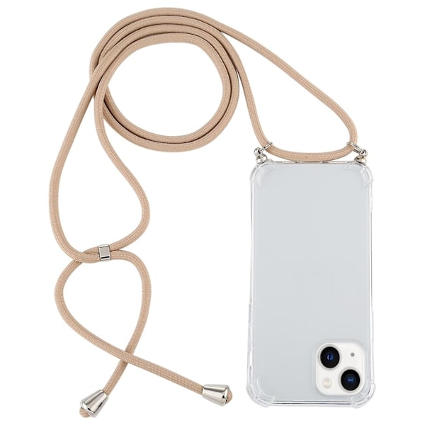 Fyrhörnigt TPU case med snodd för iPhone 15 Gold none