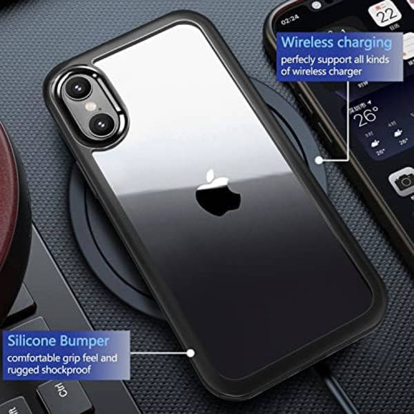 UBUNU iPhone Xs Max- case med skärmskydd [Inbyggt 9H hårt härdat glas], för Magsafe 360 ​​helkroppsskydd, genomskinligt skyddande iPh Black