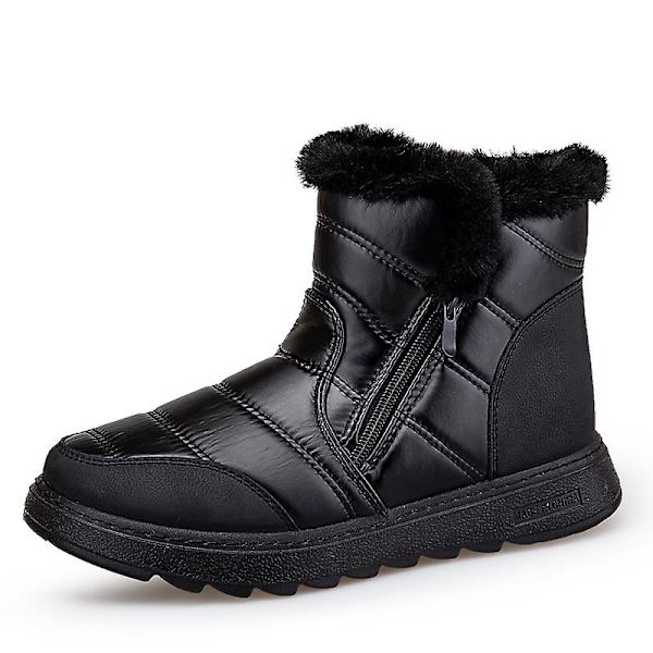 Dam vintersnöskor Vattentåliga skor Anti-halk Casual Lätt vandringskänga Q207 Black 39