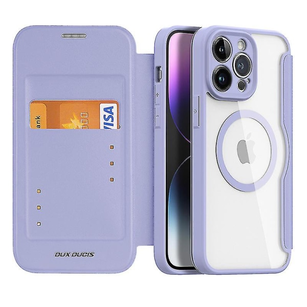 Magnetic Flip Folio Wallet Case Kompatibel Iphone 14 Pro Max/14 Pro/14 Plus/14 med Magsafe Charging & kortplatser Purple iPhone 14 Pro Max