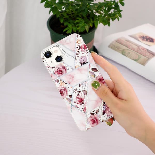 Galvaniserat mjukt TPU- phone case för iPhone 15 Pink none