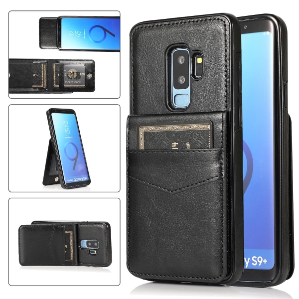 Business Style Pu Case För Samsung S9 Plus Med Korthållare, Plånboksfunktion, Stnadfunktion, Fallskydd Black