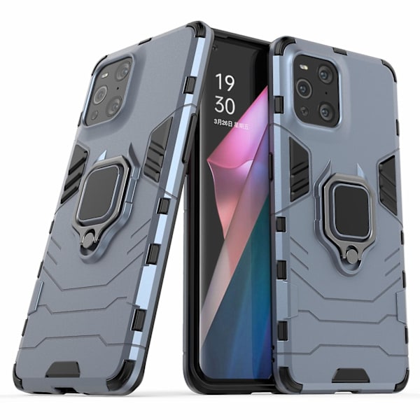 Cool Guard Pc + Tpu Combo Kickstand Hybrid Phone Cover Case för Oppo Find X3/x3 Pro Blue
