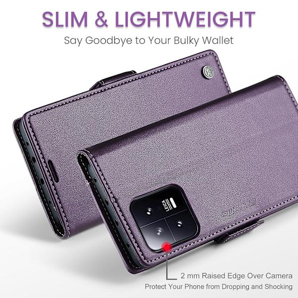 Caseme 023-serien för Xiaomi 13 Pro 5g Pu Leather Flip Cover Rfid Blocking Wallet Phone case Purple