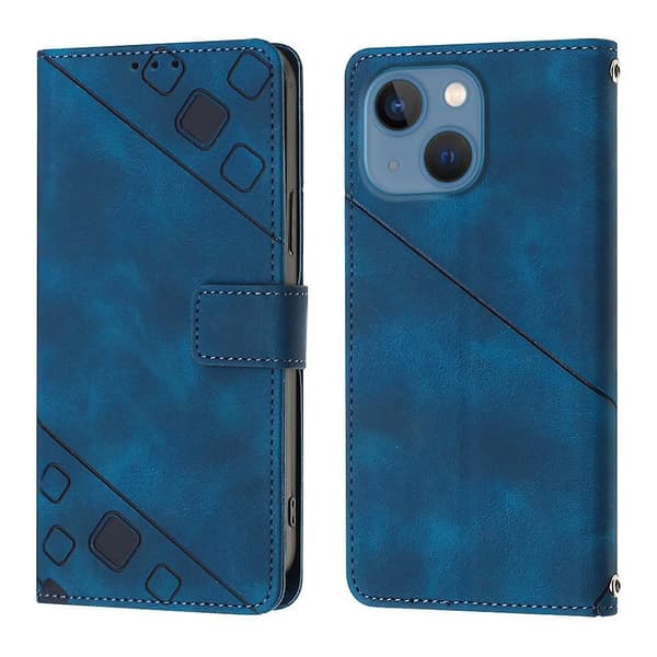 Hudkänsla PU- case för iPhone 15 Blue