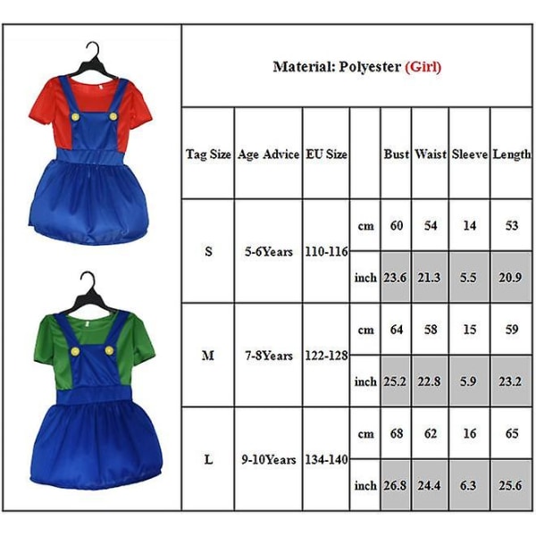 Barn Vuxna Super Mario Cosplay Kostym Fancy Dress Performance Outfit Unisex Red - Girl L