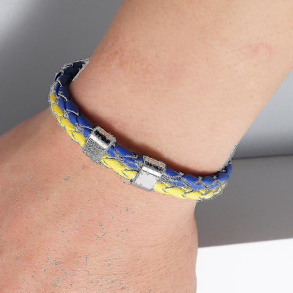 Flerlagers flätat läderarmband (blått) (1 st)