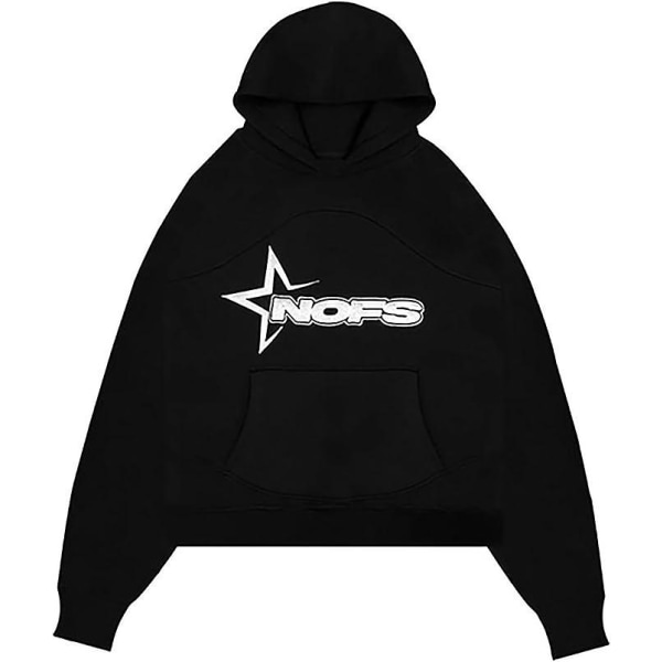 Nofs Streetwear träningsoveraller för män , Letters Printless Hoodies And Sweatpants Y2k Herr, Hip Hop Byxor Black M