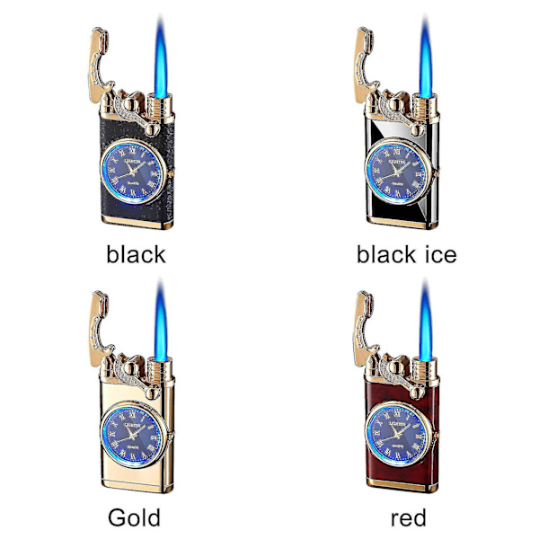 Uppblåsbar tändare med elektrisk watch Creative Dial Rocker Arm Uppblåsbar tändare (gas ingår inte, måste blåsa upp dig själv) Gold