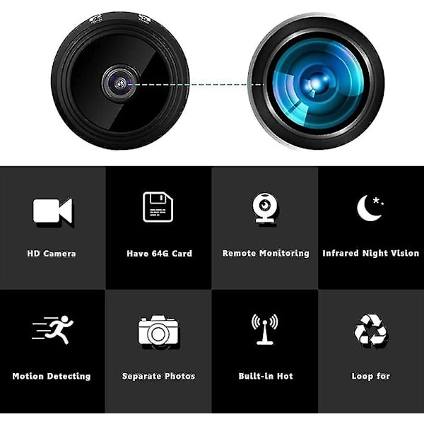 Kamera, Minikamera, Kamera Smart Hd Wifi Trådlös Night Vision Övervakningskamera Hem Utomhus Fjärrövervakning null none