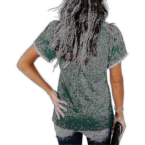 2023 kortärmad t-shirt för kvinnor Casual lös rund halsad topp Mode som andas sommarkläder Nytt Green M