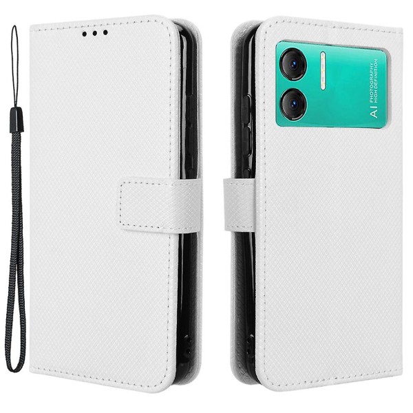 Plånbok Pu Cover För Doogee X98/x98 Pro, Diamond Texture Stand Phone case White