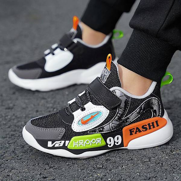 Sneakers för barn Andas löparskor Mode Sportskor L888 BlackWhite 39