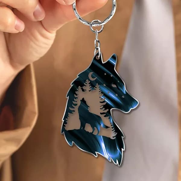 Wolf Key Chain, Plateau Wolf Decoration, Wolf Key Chain Gift Blue