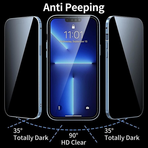 Magnetic Privacy Case Kompatibel Iphone 13 Pro Max/13 Pro/13/12 Pro Max/12, Anti Peeping Blue for iPhone 13