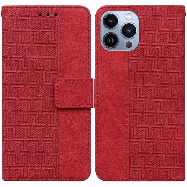 Geometriskt präglat case för iPhone 15 Pro Red