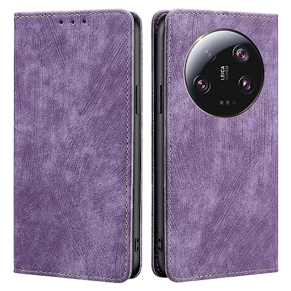 För Xiaomi 13 Ultra Rfid Blocking Phone Case Pu Läderställ Cover Purple