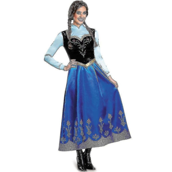 Vuxen Prinsessan Anna Kostym Jul Cos Fancy Dress Outfit_c M