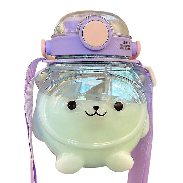 Kawaii vattenflaska Stor kapacitet Vattenflaska Bärbar Sport Vattenflaska purple
