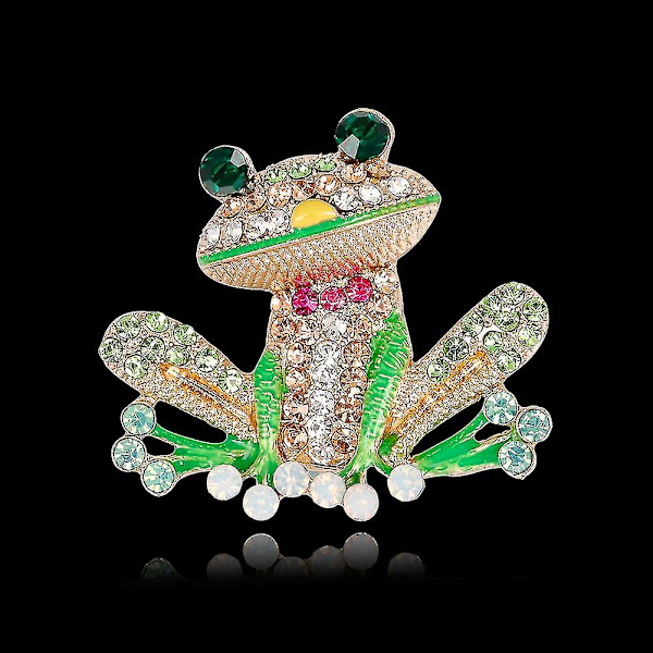 Flerfärgad Rhinestone Frog Brosch Pin Kvinnor Scarf Klänning Dekor Hat Väska Tillbehör