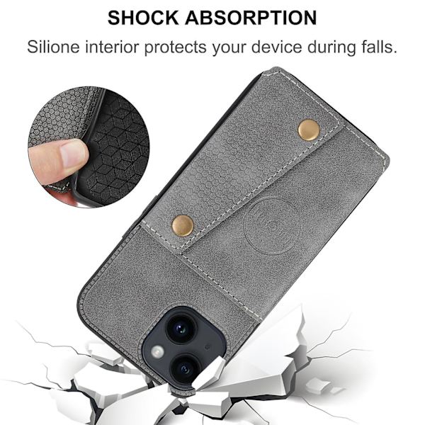 Phone case med dubbelt spänne för iPhone 15 Pro Grey
