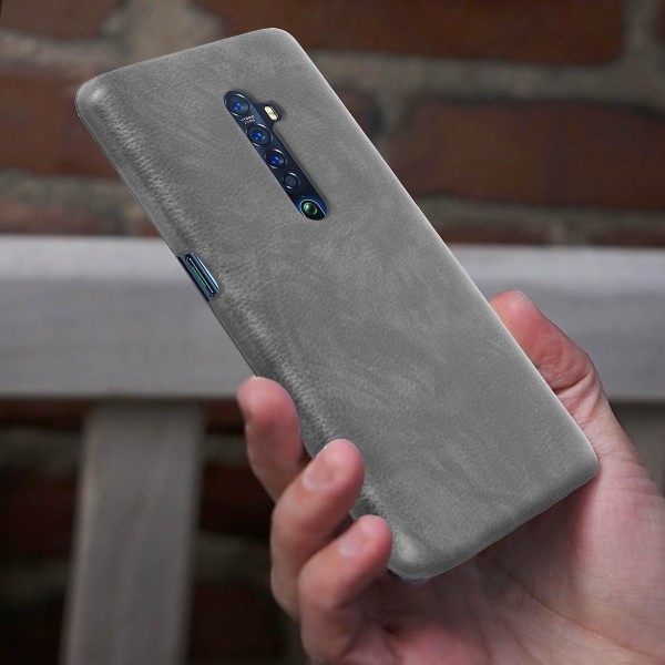 Oppo Reno 2 Case Skyddsbeständig Fine konstläder Vintage Grey