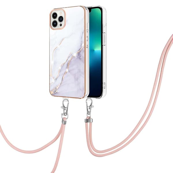 Galvaniserad marmor TPU case för iPhone 15 Pro White