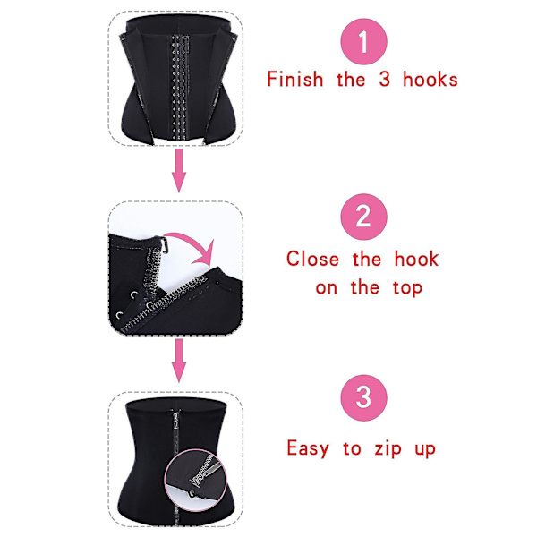3 Clip&1 Zip 6 Stålbenad waist trainer Sportträning Kroppsformare Magkontroll Purple L