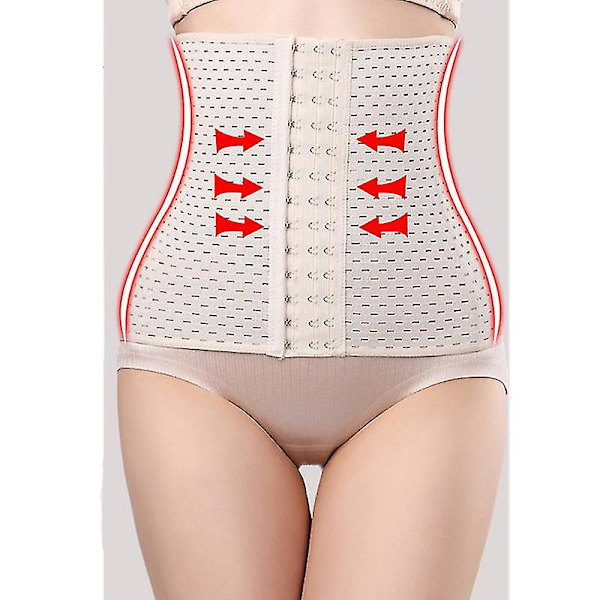 Kvinnor Waist trainer Korsett Bälte Under Kläder Sport Mage Kontroll Long Torso Shapewear BEIGE M