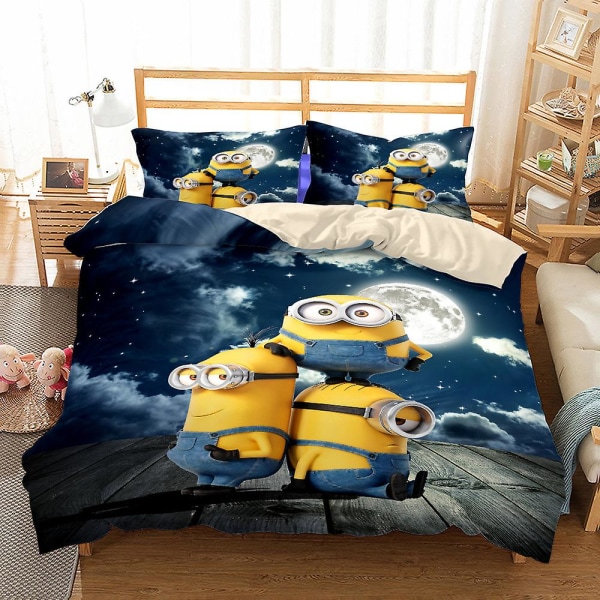 Cover Printed Minions Sängkläder Set Påslakan Quilt Cover Örngott Enkel Dubbel Barn Julklapp Mn02