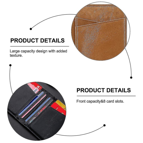 Män Kvinnor Smal Kreditkortsfodral Case Liten läderplånbok med ID-fönster, 8,5*10,5 cm brown