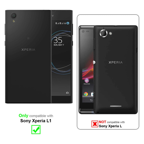 Sony Xperia L1 Cover Case - med stativfunktion och kortplats NIGHT BLACK Xperia L1